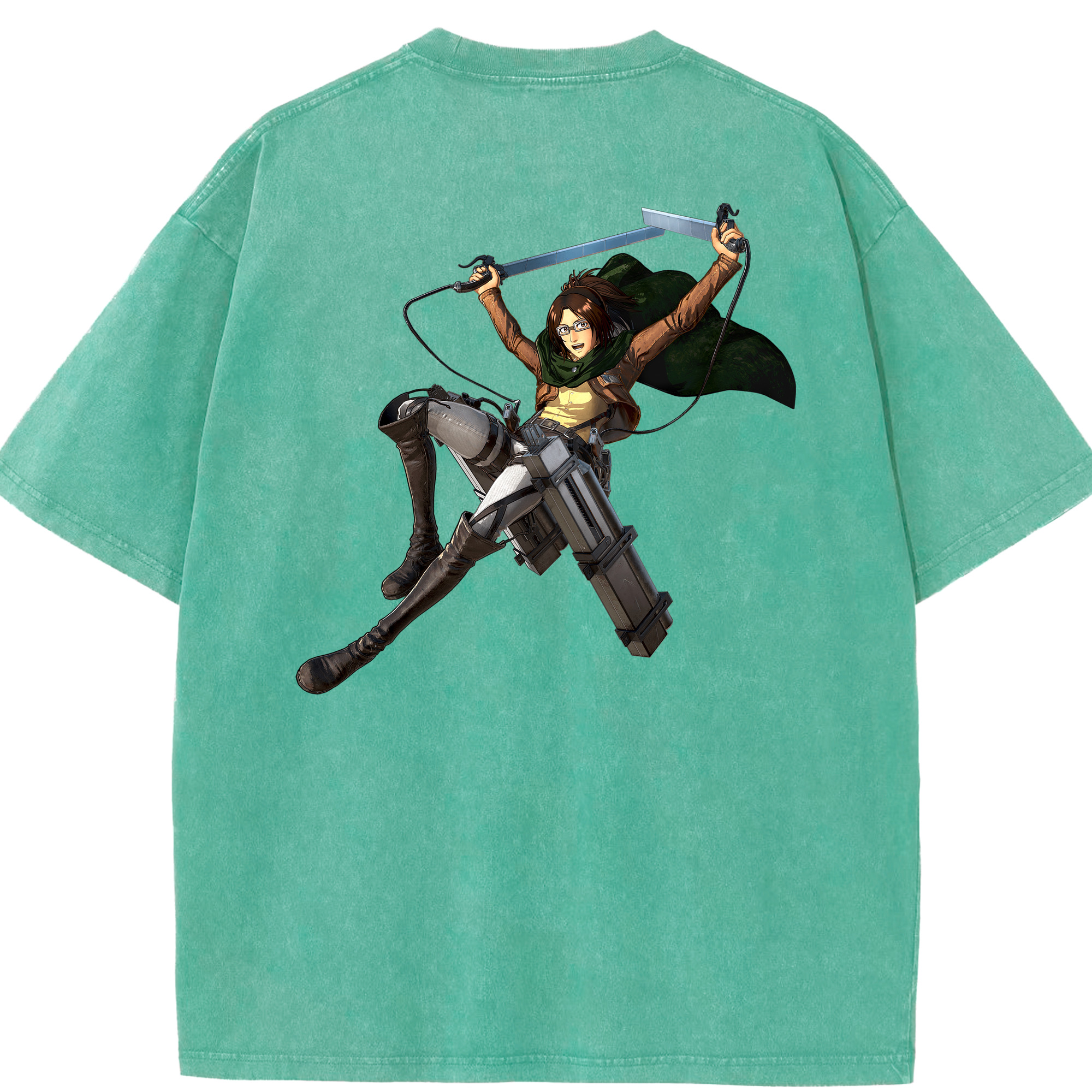 （画像用） 進撃の巨人 ハンジ·ゾエ Attack on Titan Hanji Zoe 綿100% ヴィンテージ風 半袖Tシャツ（背面プリント）